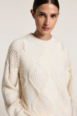 Wool, cotton and alpaca sweater with diamond detailing