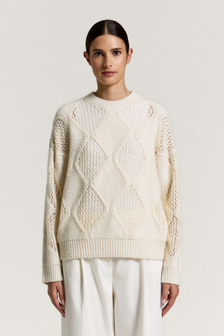 Wool, cotton and alpaca sweater with diamond detailing