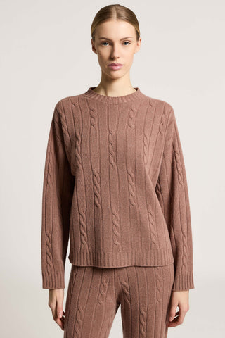 Wool, silk, cashmere and lamé cable-knit sweater 4 / 5
