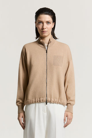 Wool, silk and cashmere bomber jacket