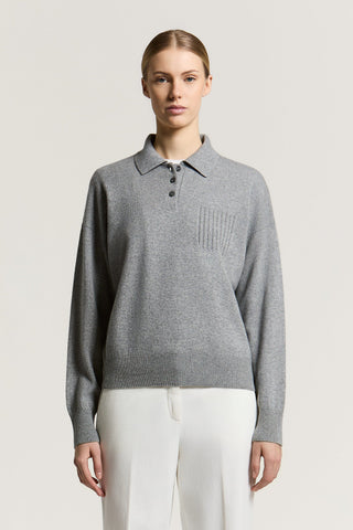 Wool, silk and cashmere yarn polo shirt