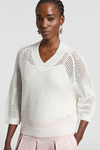 Sequinned cotton/linen-yarn sweater