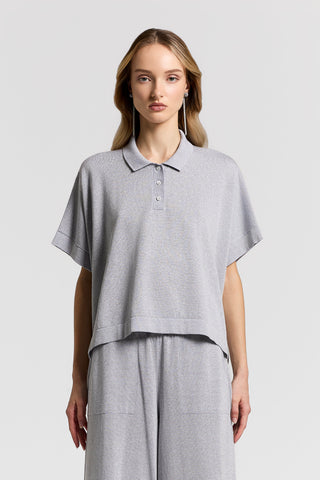 Lurex and cotton vanisé polo shirt