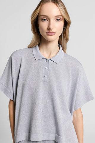Lurex and cotton vanisé polo shirt