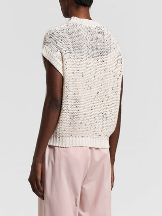 Sequinned cotton ribbon sweater
