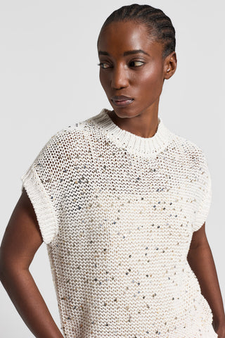 Sequinned cotton ribbon sweater