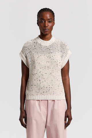 Sequinned cotton ribbon sweater