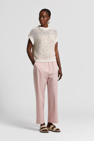 Sequinned cotton ribbon sweater