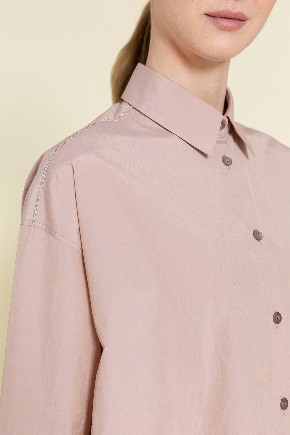 Wide shirt with 3/4 sleeves in light Vela cotton poplin